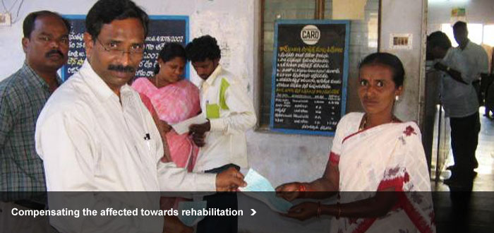 Compensating the affected towards rehabilitation